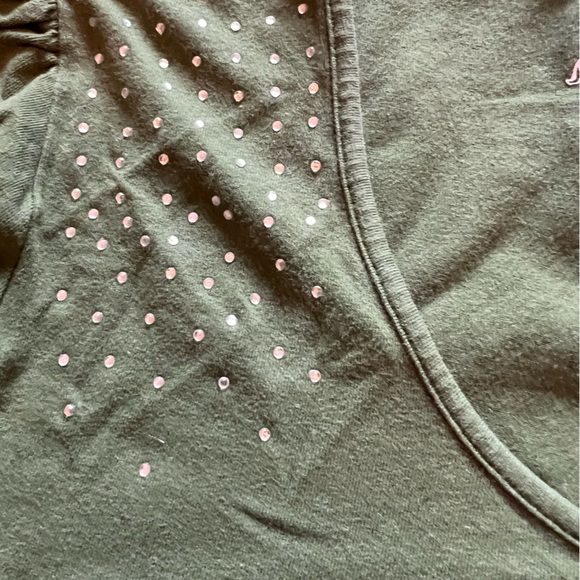 LA Blues Green with Rhinestone Short Sleeve Women’s Plus Top - Picture 4 of 4